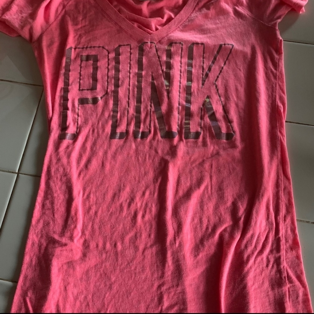 PINK Victoria's Secret Pink Holographic Tshirt
